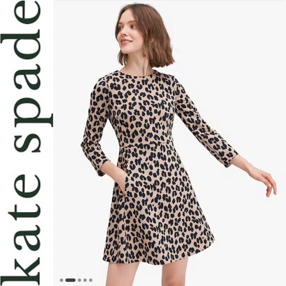 KATE SPADE - Forest Feline Jacquard Animal Print  Dress - Size 4 - Like New